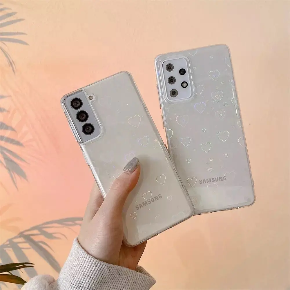 Чехол для телефона Laser Love heart Samsung Galaxy S20 S21 S22 Note20 Plus Ultra FE Lite A12 A21s A31 A32 4G 5G A50 A51 A52 A71 A72 -