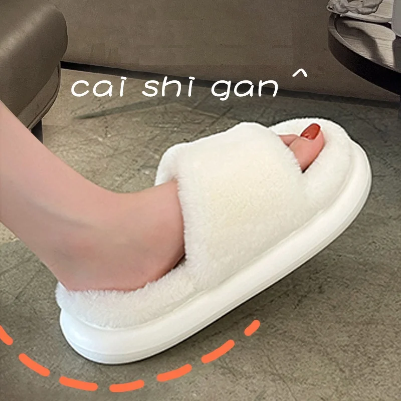 

Женские зимние меховые тапочки на плоской подошве, на платформе