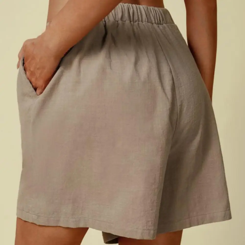 

Wide Leg Trendy Pure Color Girls Lace-up Fitness Shorts Skin-touching Casual Shorts Lightweight Female Clothing