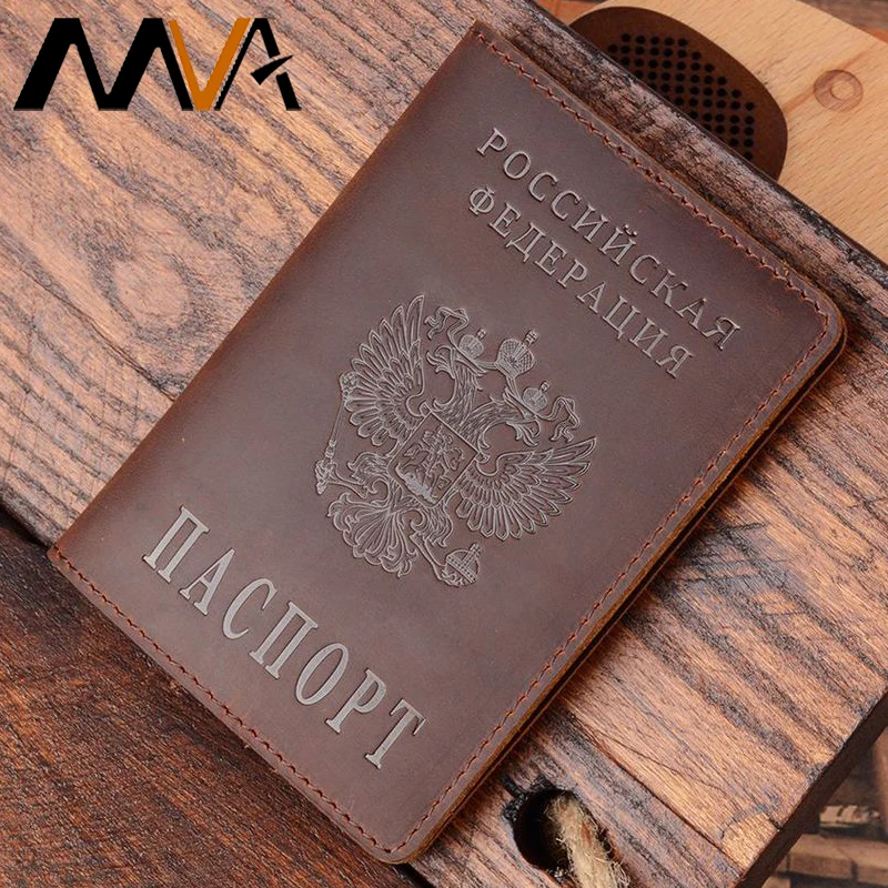 

Обложка для паспорта MVA из кожи Крейзи Хорс, двуязычный винтажный Чехол для бизнеса Российской Федерации, посадочная карточка