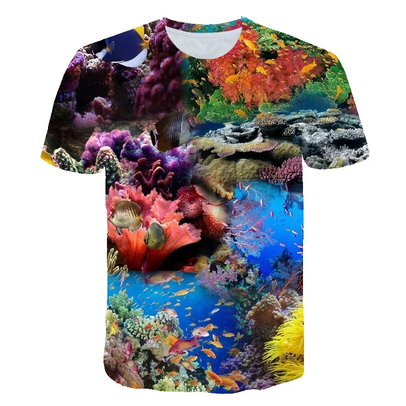 

New Summer Print Short Sleeve Tshirt 3D The Underwater World Coraline Graphic T Shirts for Men Fashion Casual Vacation T-shirts