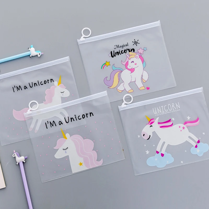 Kawaii Unicorn Pencil Cases Cute Bag Transparent Pen Case For Girls Korean Stationery Office School Supplies | Канцтовары для офиса