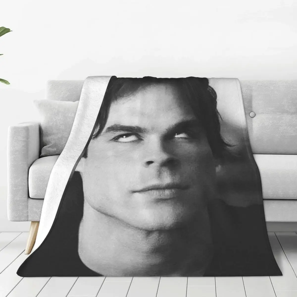 

Damon Salvatore Blankets Coral Fleece Plush Summer The Vampire Diaries Portable Throw Blankets for Sofa Couch Bedding Throws