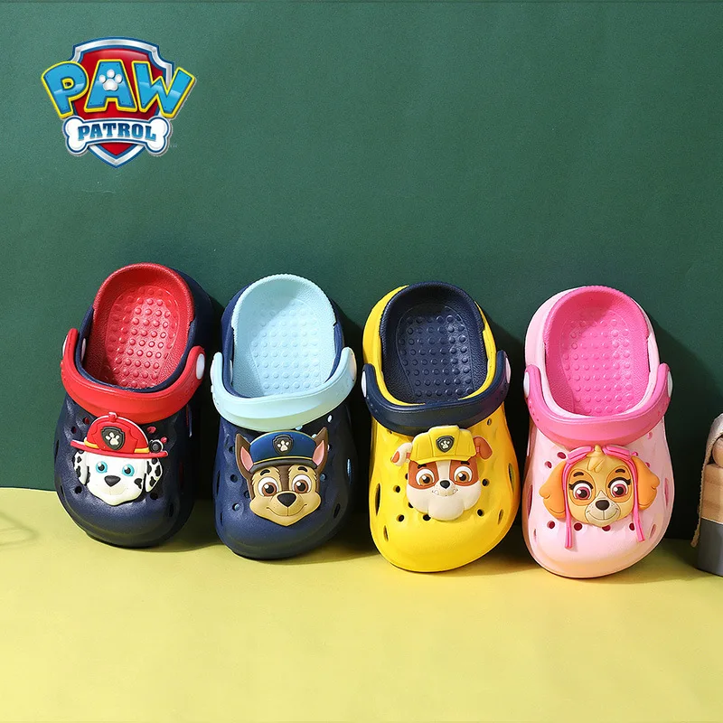 

Paw Patrol Anime Figure Chase Slippers for Kids Summer Sandals Creative Cartoon Outdoor Beach Hole Shoes Children Birthday Gifts