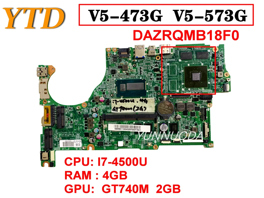 

Оригинальная материнская плата для ноутбука ACER Φ G, 4 Гб, GT740M, 2 Гб, DAZRQMB18F0, протестирована, хорошая Бесплатная доставка
