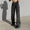 2023 Women Cargo Pants High Waist Loose Baggy Pockets 75% Cotton Sweatpants Sexy Trousers Straight Leg Joggers die Hose P07 4