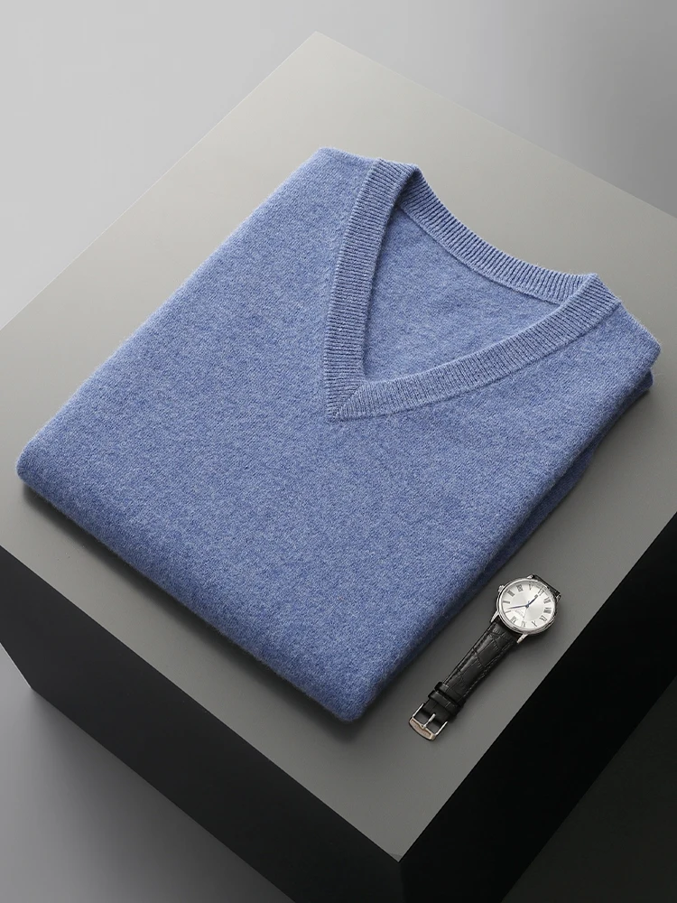 Мужской шерстяной жилет с V-образным вырезом осенне-зимний пуловер без рукавов