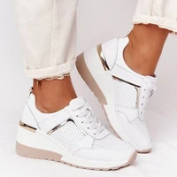 lace up wedges shoes women summer breathable mesh platform woman thick bottom casual vulcanized shoes