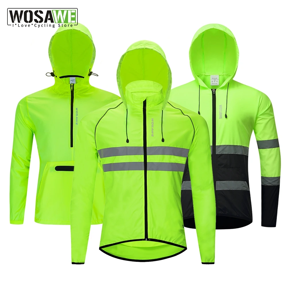 

WOSAWE Men Windproof Waterproof Reflective Cycling Jacket MTB Bicycle Clothing Long Sleeve Windbreaker Bike Running Raincoat