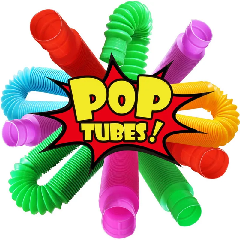 

7PCS Colorful Fidget Tube Toys Plastic Stretch Pipe Decompression Stress Relief Sensory Toys Kids Toys Early Development Gifts