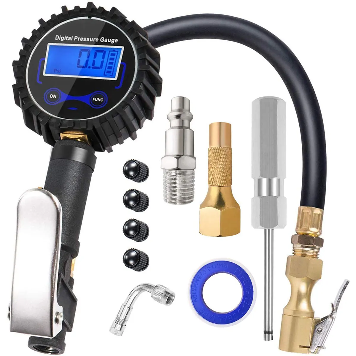 

Digital Car Tire Inflator with Pressure Gauge 3-200 PSI LED Backlit Quick Connect Coupler Tire Inflator for Cars Accessories