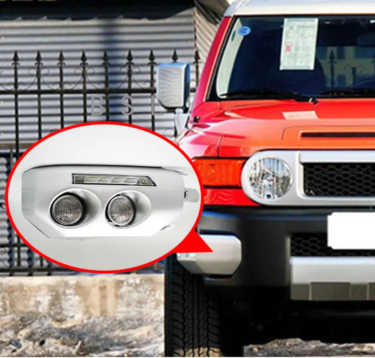 

1 Pair Car LED DRL Daytime running light for Toyota Fj Cruiser 2007 2008 2009 2010 2011 2012 2013 2014 fog lamp frame Fog light
