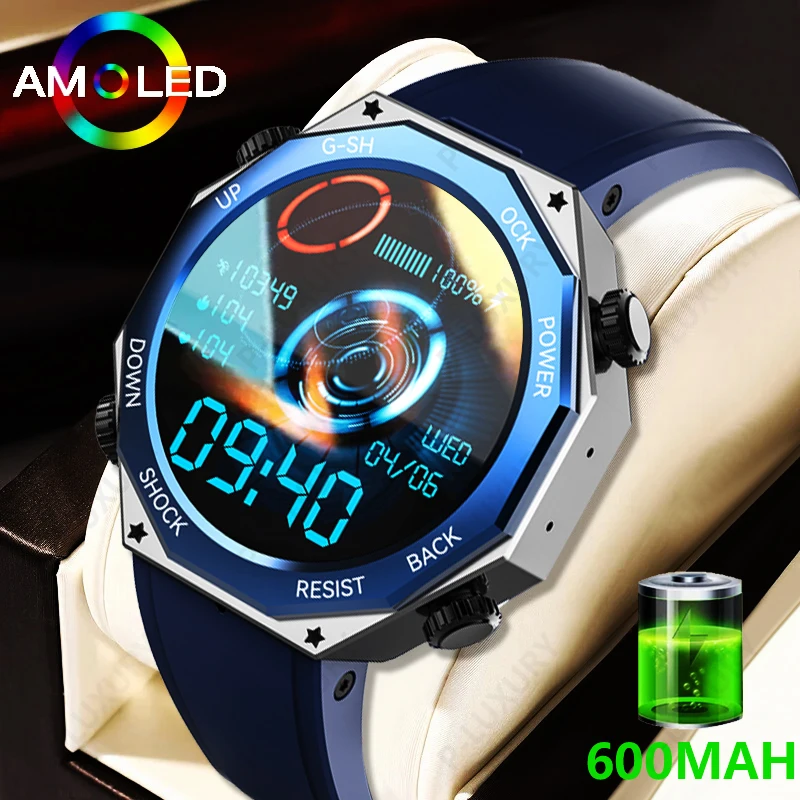 

AMOLED HD Screen Bluetooth Call Smart Watch Men 600Mah Large Battery 100+ Sports Fitness Tracker IP68 Waterproof Smartwatch Man
