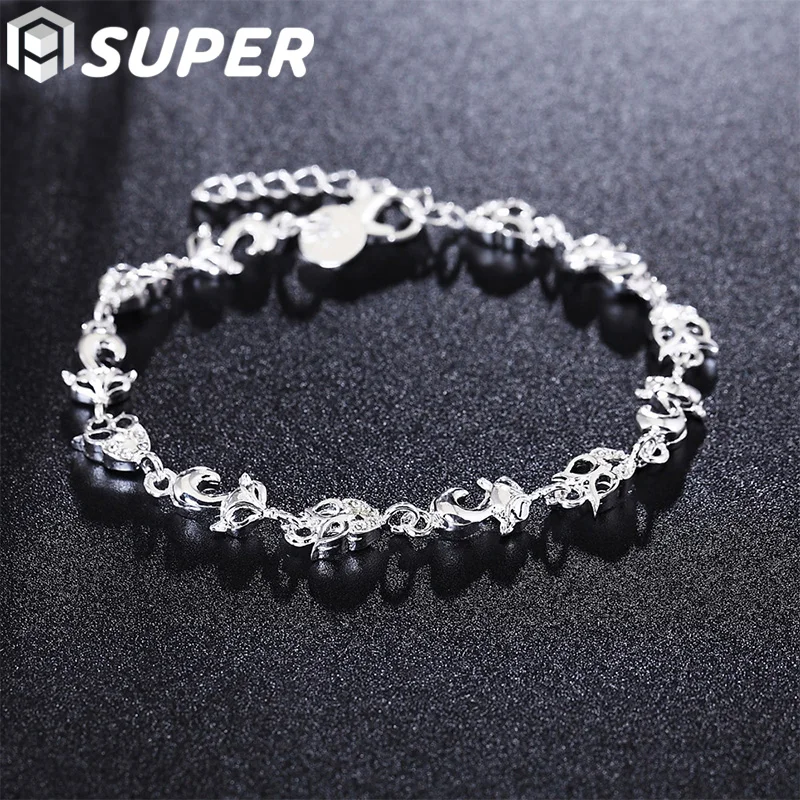 

925 Sterling Silver Fox Owl AAA Zircon Bracelet Chain For Women Wedding Engagement Party Fashion Charm Jewelry