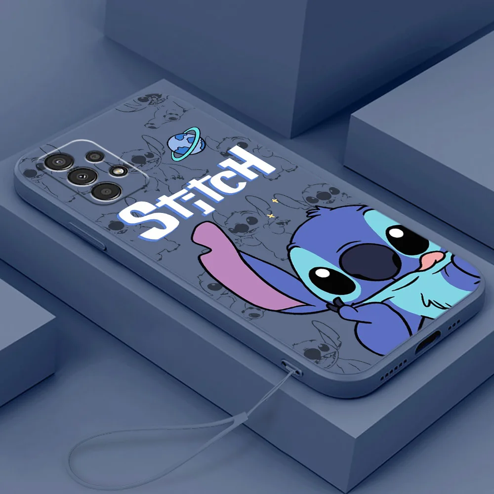 

Cute Stitch Animation Phone Case For Samsung A73 A72 A54 A53 A52 A42 A34 A33 A32 A23 A22 A14 A13 A12 Liquid Rope Cover