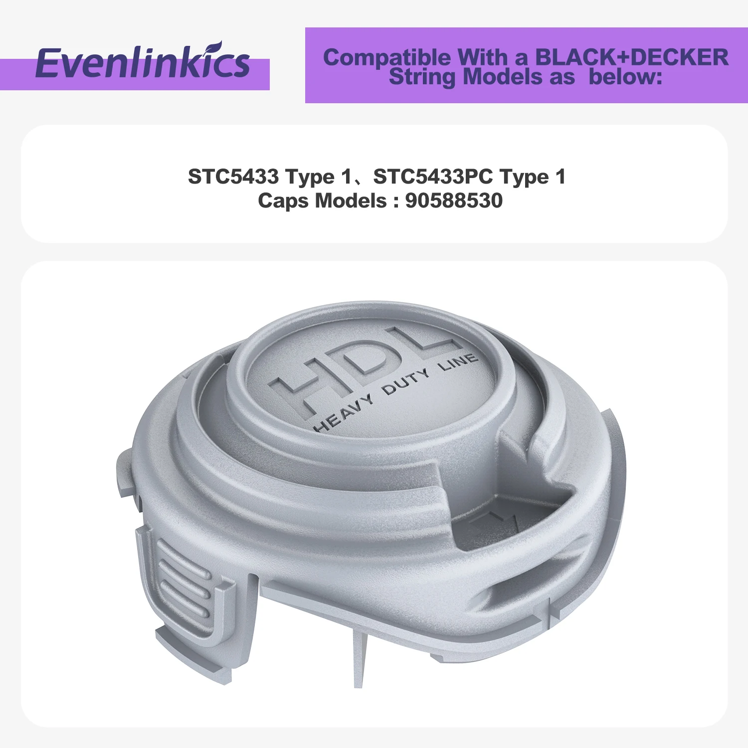 Сменная Крышка Evenlinkics Для Триммера Сорняков Совместимая С Black + Decker STC5433 Type 1 STC5433PC