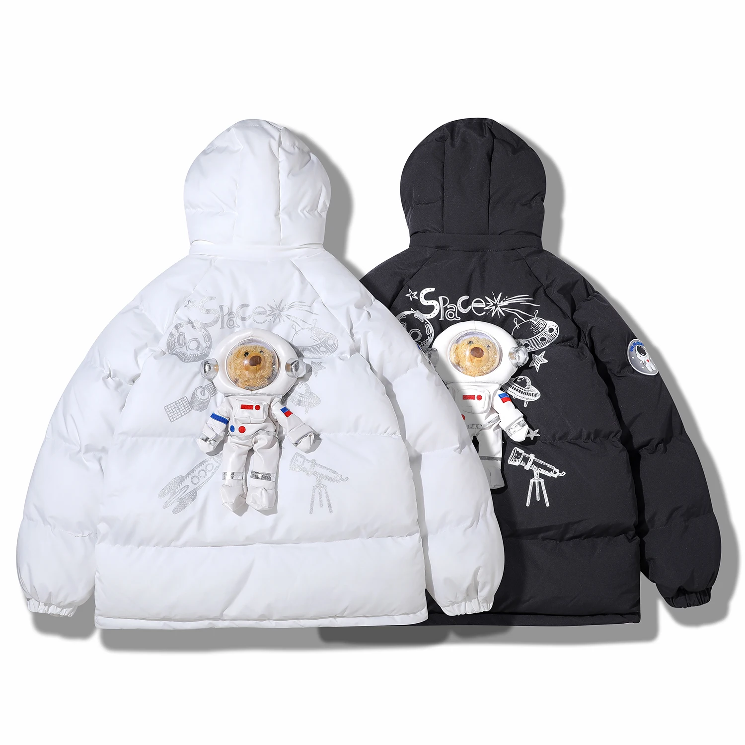 2022 Winter American Men Hip Hop Reversible Jacket Parka Astronaut Cotton Coat Men's and Women's Thickened Bread Coat Cotton