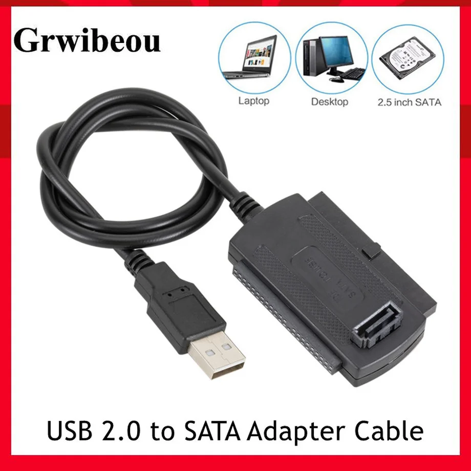 

GRWIBEOU 3in1 USB 2.0 IDE SATA 5.25 S-ATA 2.5 3.5 Inch Hard Drive Disk HDD Adapter Cable for PC Laptop Converter