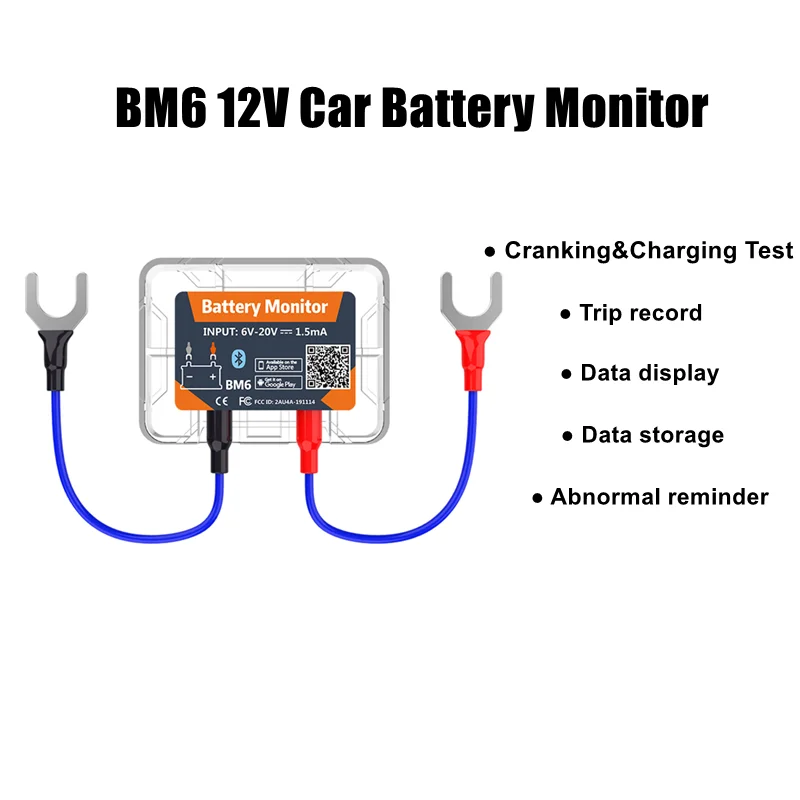 Wireless Bluetooth 4.0 12V Battery Monitory BM6 With Car Battery Health Check APP Monitoring Battery Tester For Android IOS Hot