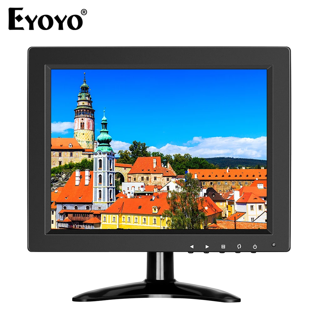 Eyoyo EM10O 10-дюймовый маленький монитор системы видеонаблюдения HD 1024x768 4:3 IPS экран с динамиками BNC/HDMI/VGA/AV вход для ПК Игр