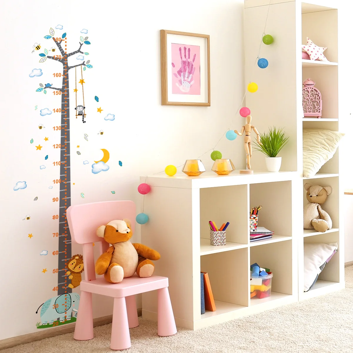 Tree Cloud Growth Chart for Kids Cartoon Wall Stickers Measure Height Wall Chart Children Ruler Nursery Room Decor Wall Art