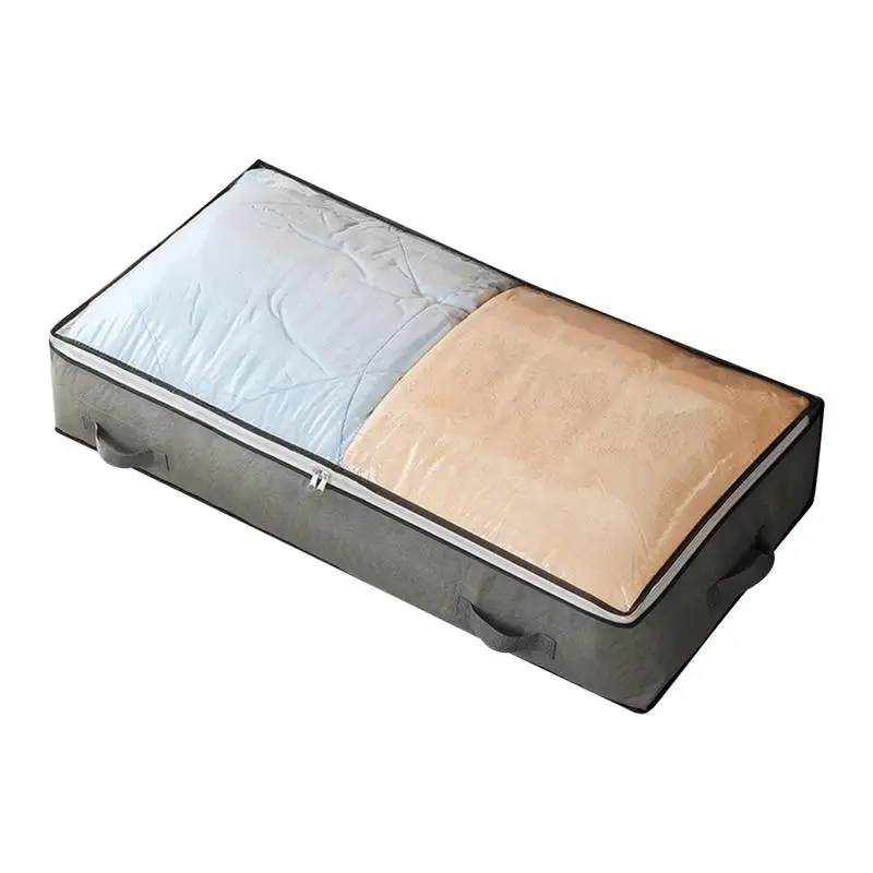 

Сумка для хранения одежды под кровать, вместительный нетканый ящик для хранения, пылезащитный складной двухсторонний Органайзер на молнии для одежды