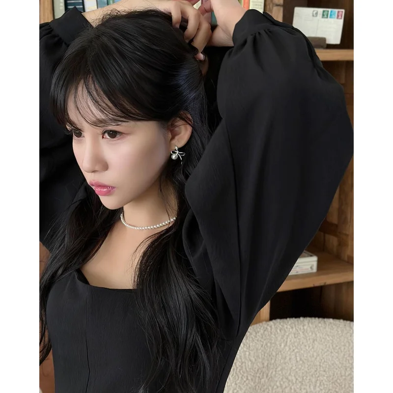 По выходных Южная Корея орнамент общий серебро 925 пробы insWind жемчужный бант