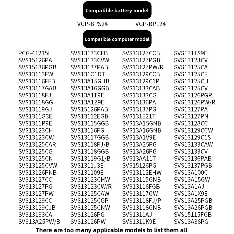 Фото Новая сменная литий-ионная батарея 11.1V 4400mAh для ноутбуков Sony VGP-BPS24 PCG-41217T PCG-41215T VPCSD-113T, высокая емкость №4
