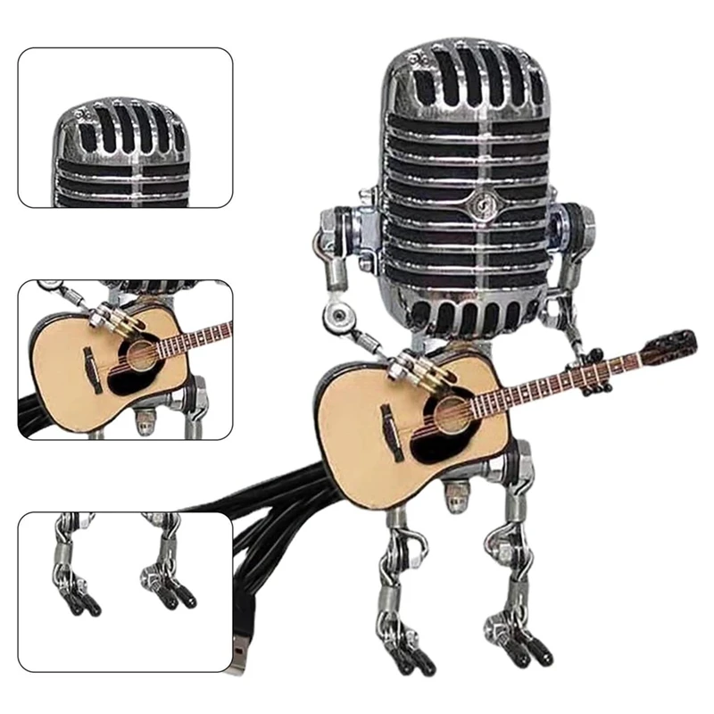 Лампа для микрофона - головка лампы Винтаж Металлический микрофон Робот