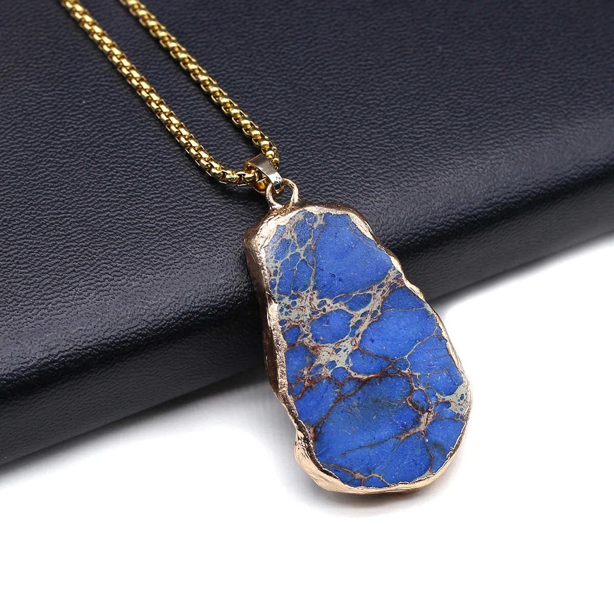 

Natural Stone Necklace Glod Plated Vintage Emperor Stone High Quality for Women Fashion Necklace Jewelry Gifts