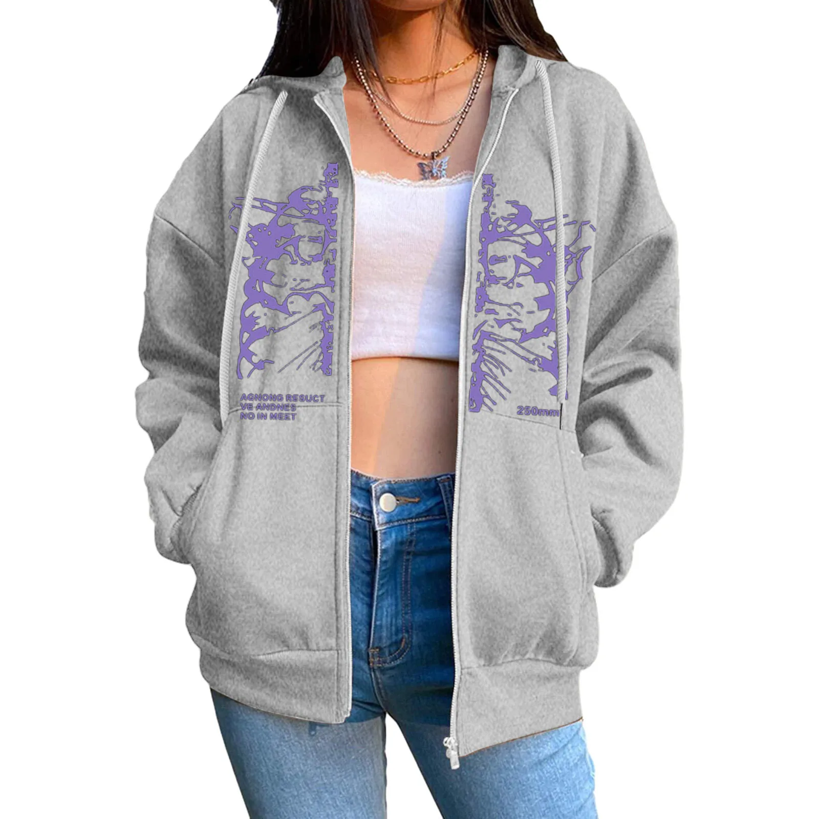 

Ladies Sweatshirts Womens Long Sleeve Hoodie Top Gothic Zip Lace Up Sweatshirt With Pockets Light Knitted Hoodie