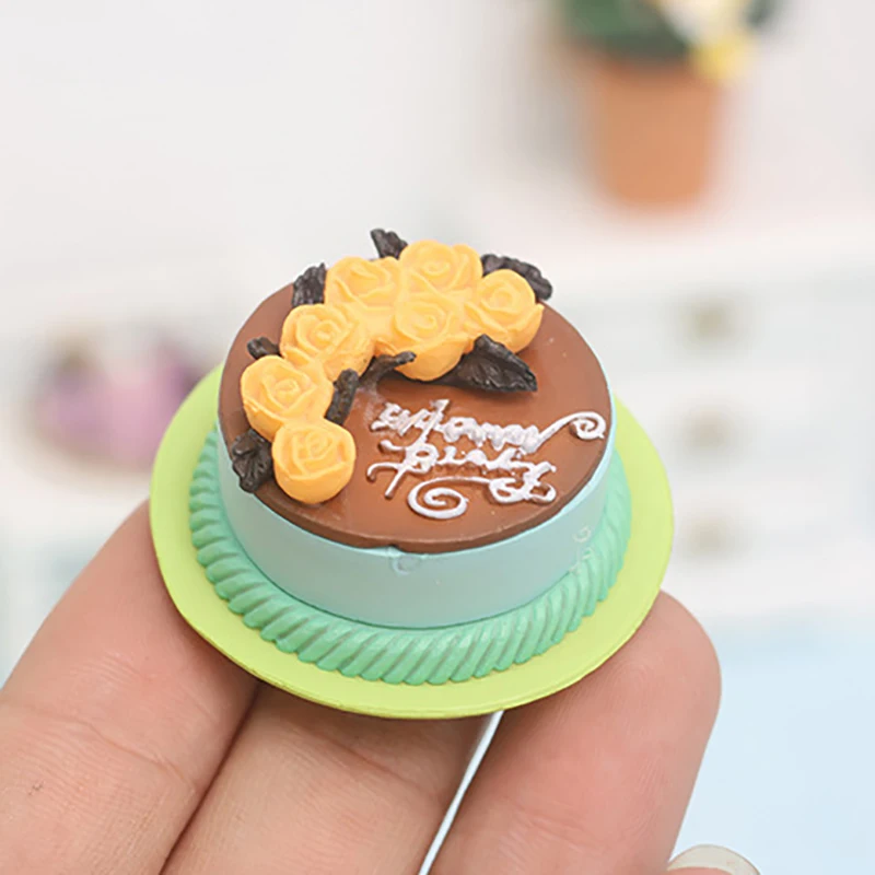 

1Pc Dollhouse Miniature Simulation Vintage Cake Model Kitchen Food Accessories For Doll House Decor Kids Pretend Play Toys