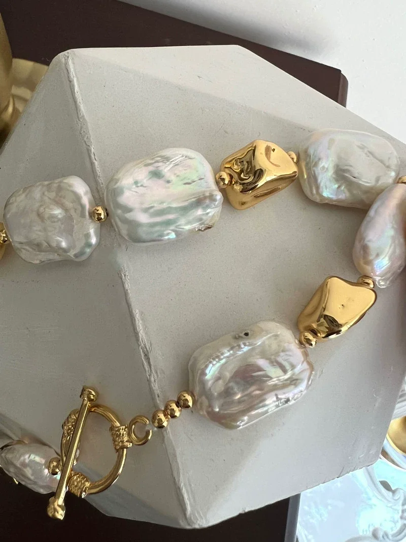 Латунное ожерелье из натуральных Соединенных бусин Женские Ювелирные изделия