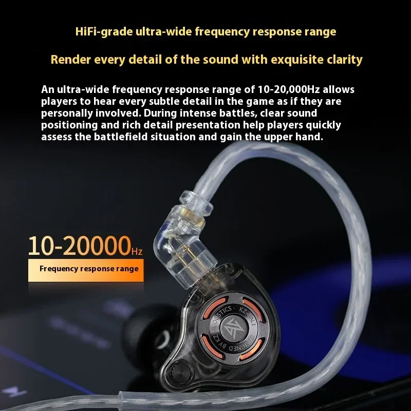 Фото Проводные Hi-Fi наушники KZ Gale с 2-микрофонами-вкладышами, сверхлинейный динамический монитор, эргономичная музыкальная гарнитура, игровые наушники на заказ №5