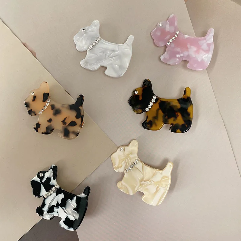 

3pcs/6pcs/set Acetate Puppy Hair Clip for Women Girls Leopard Rhinestone Hairpin Barrettes Fashion Jewelry Hair Accessories