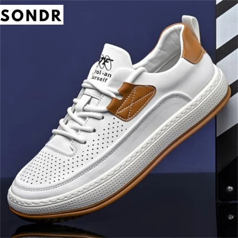 

Fashion Sneakers for Men 2022 New Breathable Skateboarding Shoes Casual Leather Mens Summer Sports Shoes White Sneakers for Men