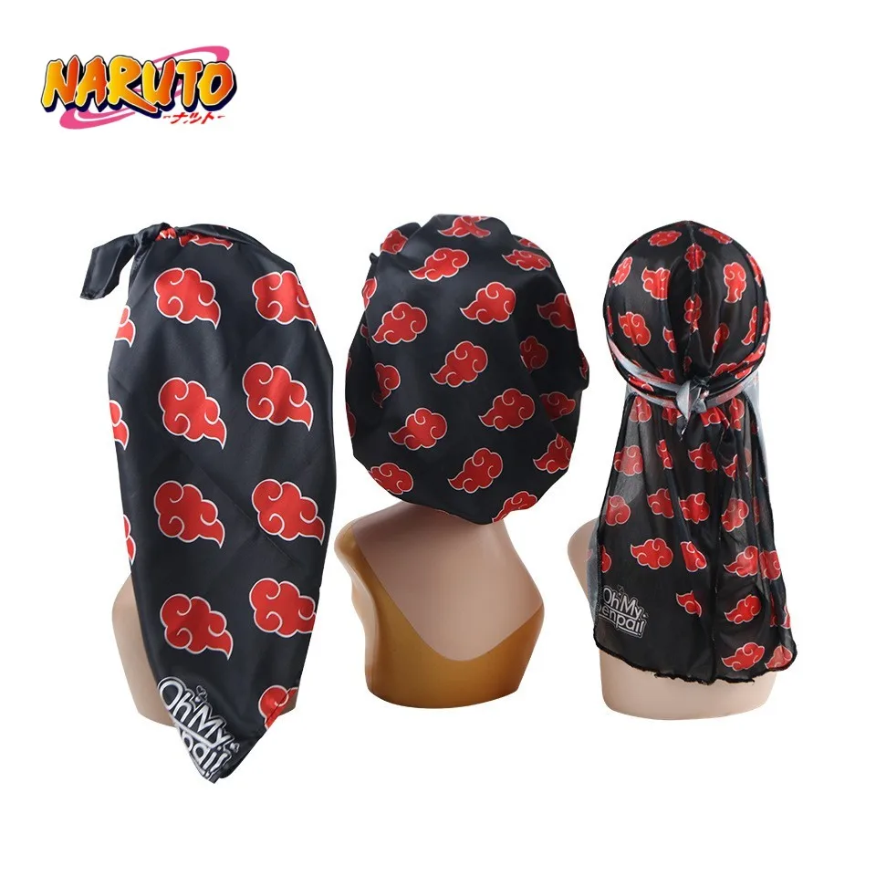 

Naruto Anime Akatsuki Cosplay Men Women Pre-Tied Elastic Headwrap Cancer Head Scarf Silk Durag Pirate Hat Bandana Turban Hijab