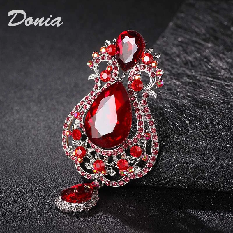 

Donia jewelry Europe and the United States high-grade large pendant drop large glass alloy brooch bridal dress brooch coat pin