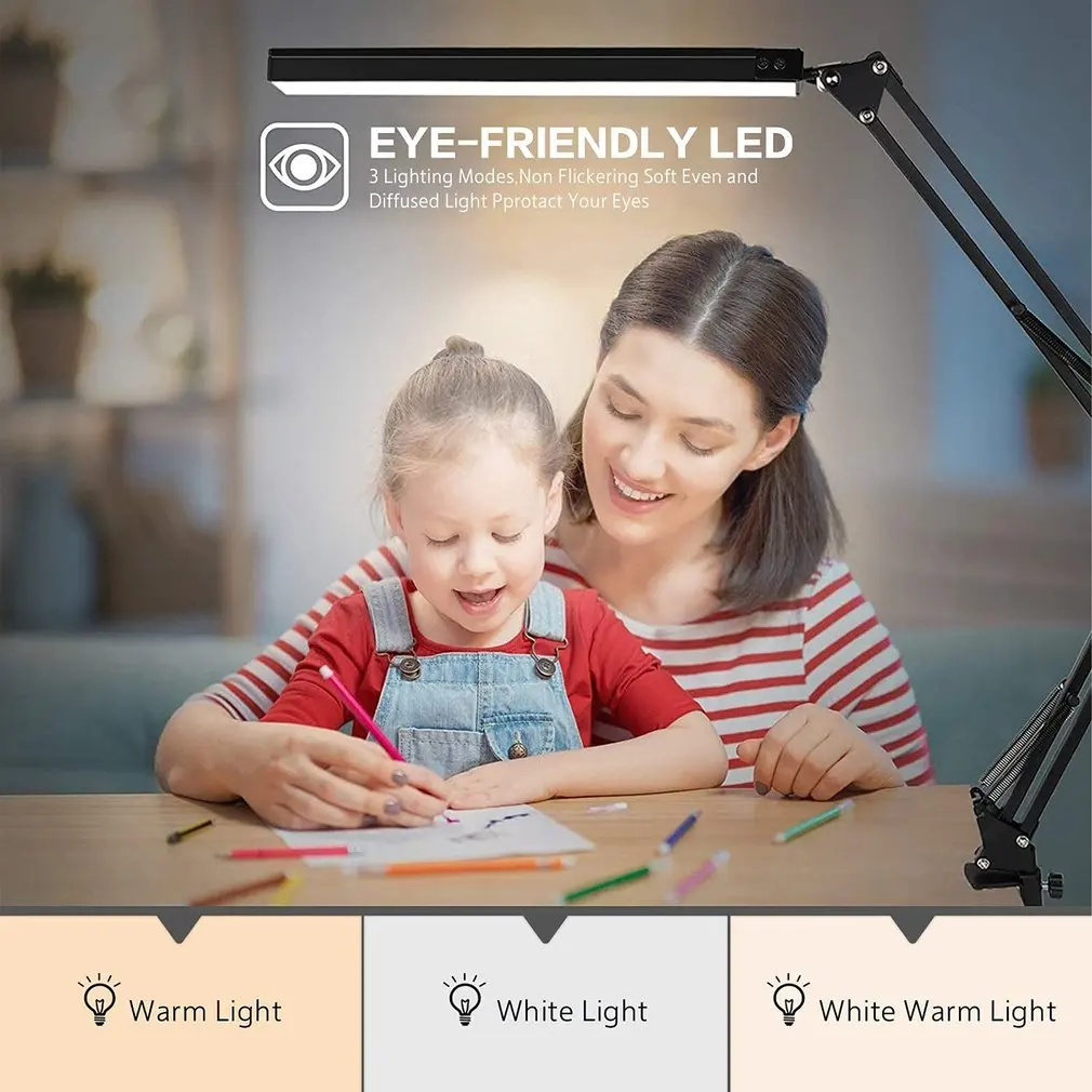 

Desk Lamp Sturdy LED Eye Protection Reading Lamp 3 Gears Color Temperature Adjustment With Metal Adjusting Bracket