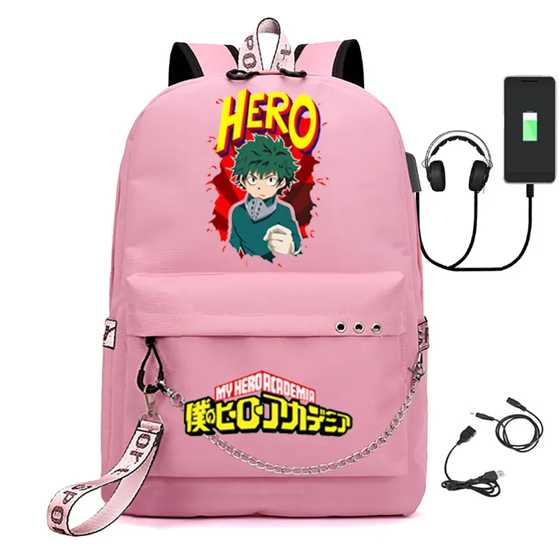 

Creative Novelty My Hero Academia USB Student School Bags Unisex Print Oxford Waterproof Notebook multifunction Travel Backpacks