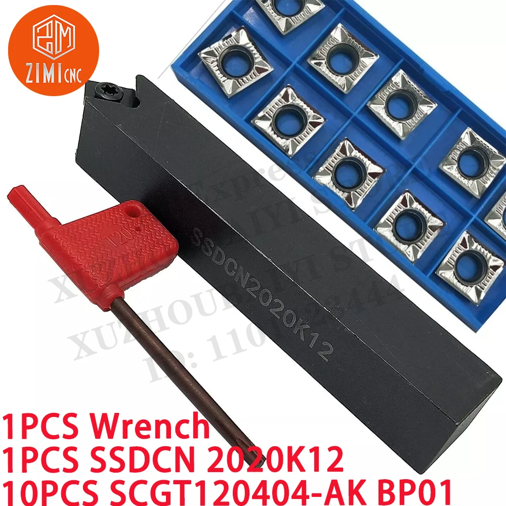 1PC SSDCN 2020K12 Держатель токарного резца + 10PC SCGT120404-AK BP01 45-градусный инструмент с ЧПУ