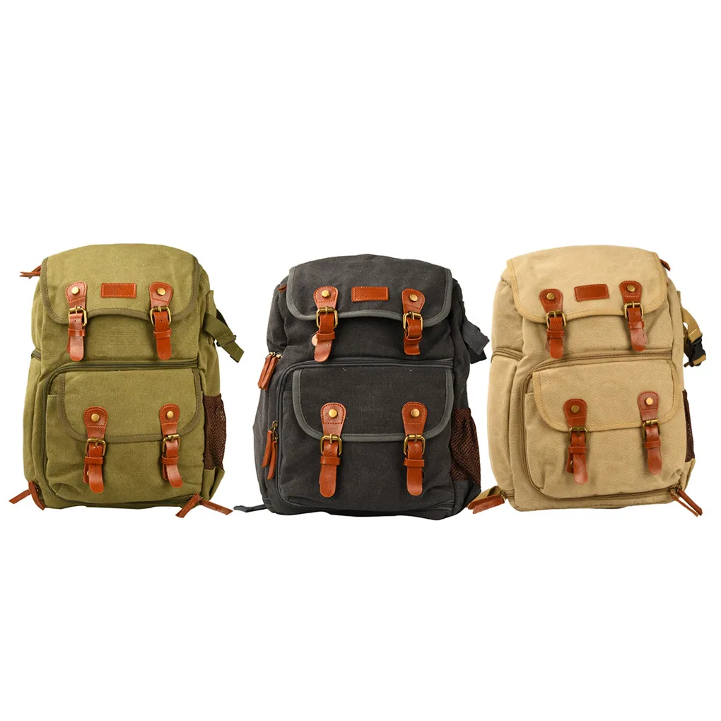 

Camera Backpack Large Capacity Camera Storage Bag Breathable Adjustable Canvas Rucksack, Grey