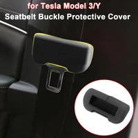 car seat belt anti scratch protector for tesla model 3 y 2022 seatbelt buckle cover soft silicone collision deco accessories