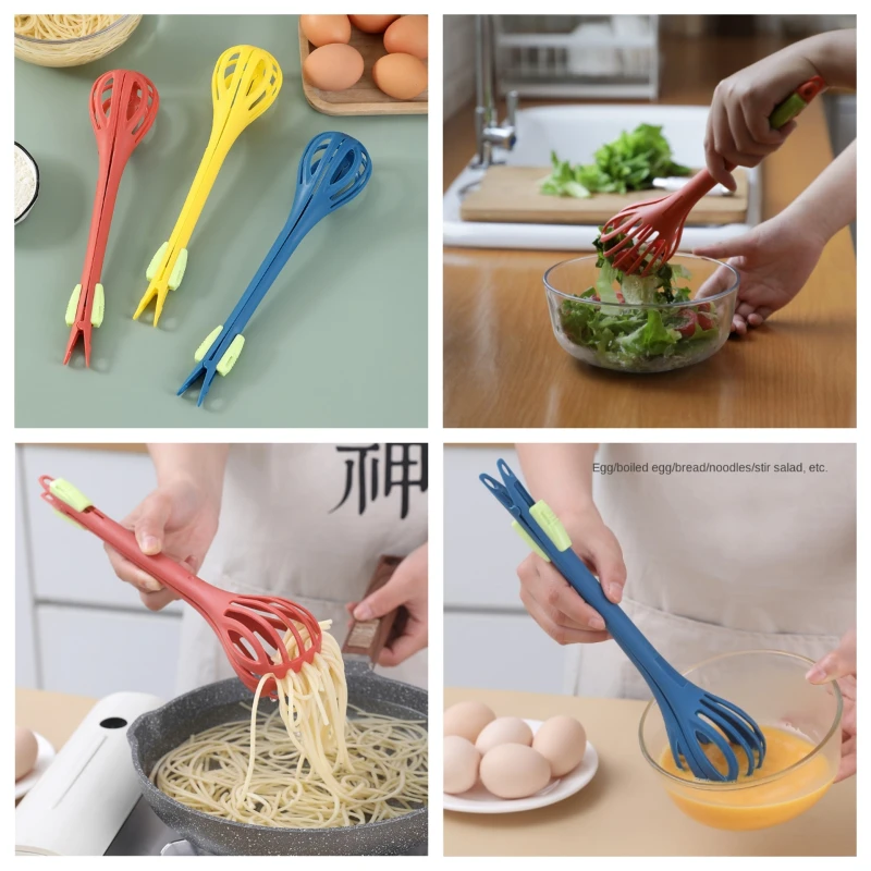 

1Pc Kitchen Accessory Multifunctional Egg Whisk Egg Beater Pasta Tongs Food Clips Mixer Manual Stirrer Kichen Cream Bake Tool