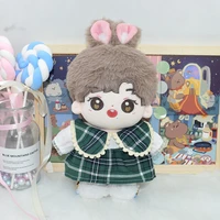 20cm idol dolls mini pastoral style tartan dress cotton stuffed doll accessories for baby kids plush toys free shipping items