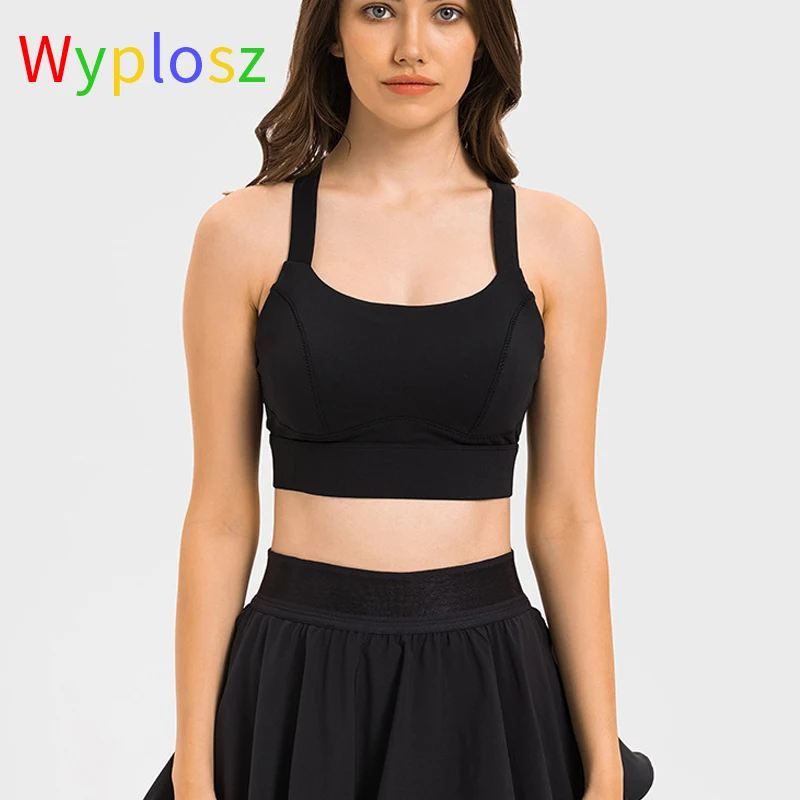 Wyplosz Sports Bras Women Fitness Workout Comfortable Shockproof Top Vest Nude High Strength Beauty Push Gym Wide Shoulder Belt
