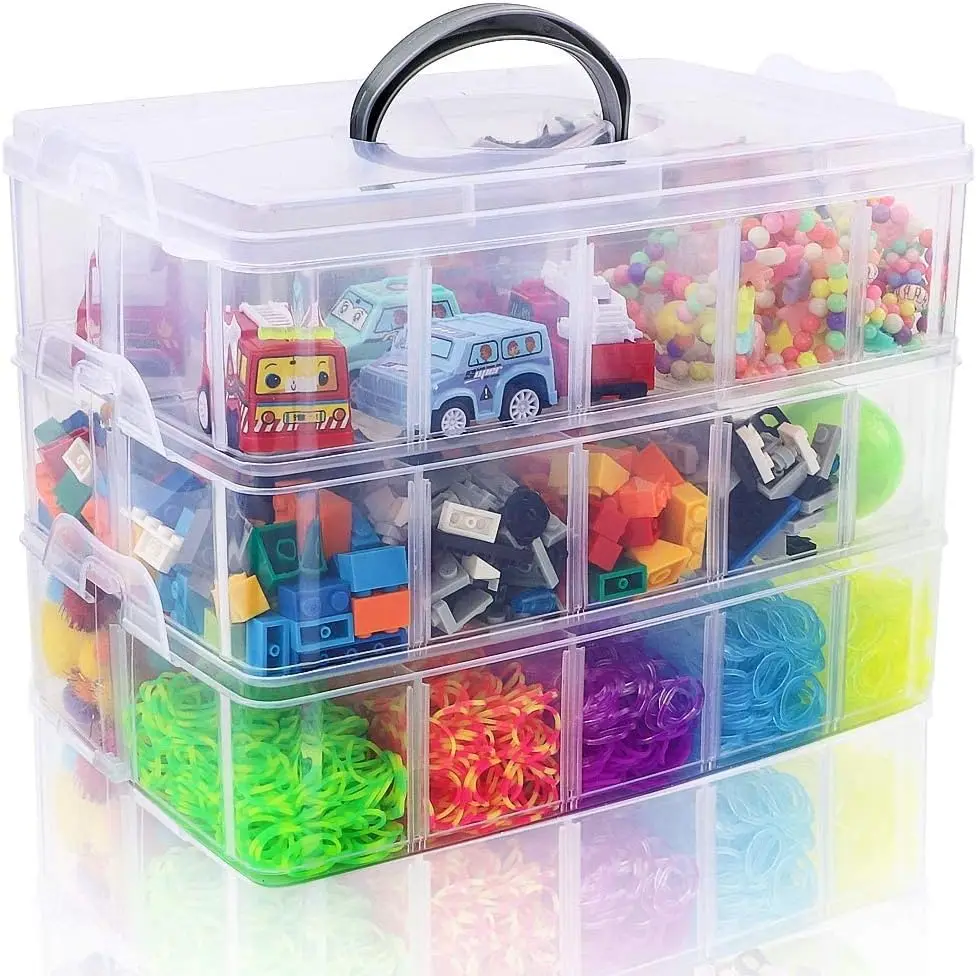 

3Layer Storage Box for Lego Toy Makeup Organizer Multipurpose Home Accessorie Toolbox Stackable Plastic Transparent Jewelry Case