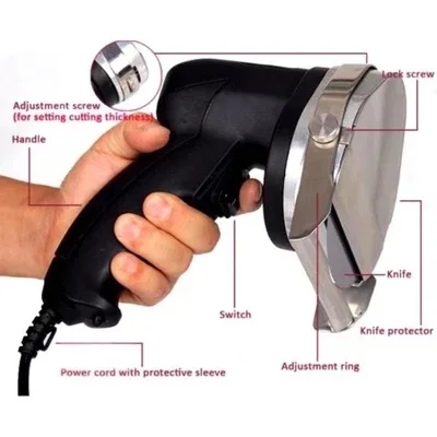 

Electric Kebab Slicer Doner Knife Shawarma Cutter Handheld BBQ Roast Meat Cutting Machine Gyro Knife 220-240V 110V Two Blades