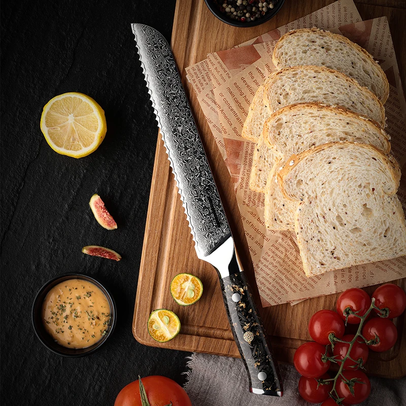 8-дюймовый нож для хлеба Grandsharp высокое качество 67 слоев 10Cr15CoMov дамасская сталь