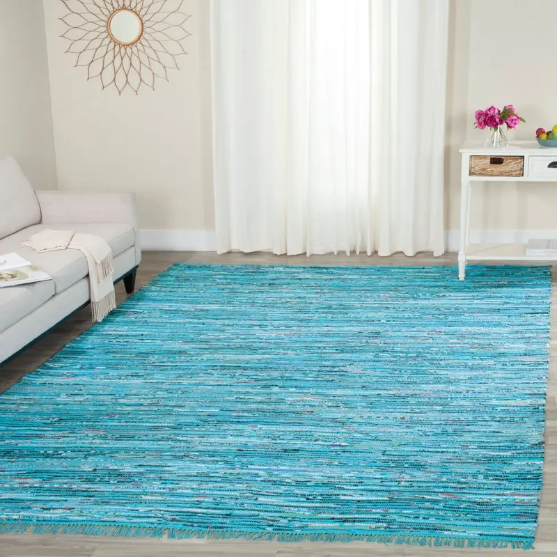 

Rag Skylar Striped Cotton Area Rug, Turquoise/Multi, 8' x 10'